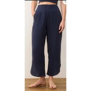 Marine Layer Allison Pant Women Medium‎ Black Stretchy Tencel Relaxed Split Hem